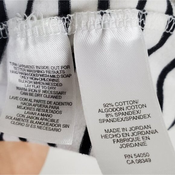 Jones New York Womens 3/4 Sleeve Striped Top Size Petite Plus Black White Career - Picture 6 of 7